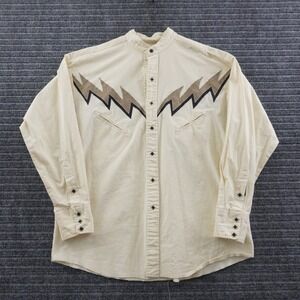 Vintage Brooks & Dunn Panhandle Slim Smile Pocket Pearl Snap Shirt Large Cream